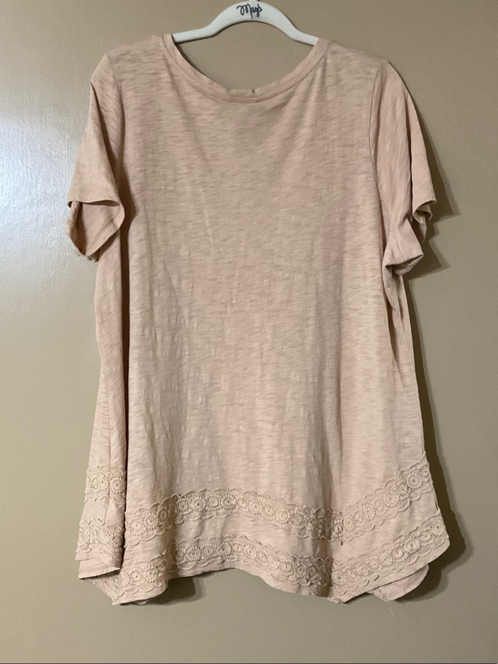 LOGO by Lori Goldstein  V-Neck Lace-Hem Tunic - Picture 2 of 8
